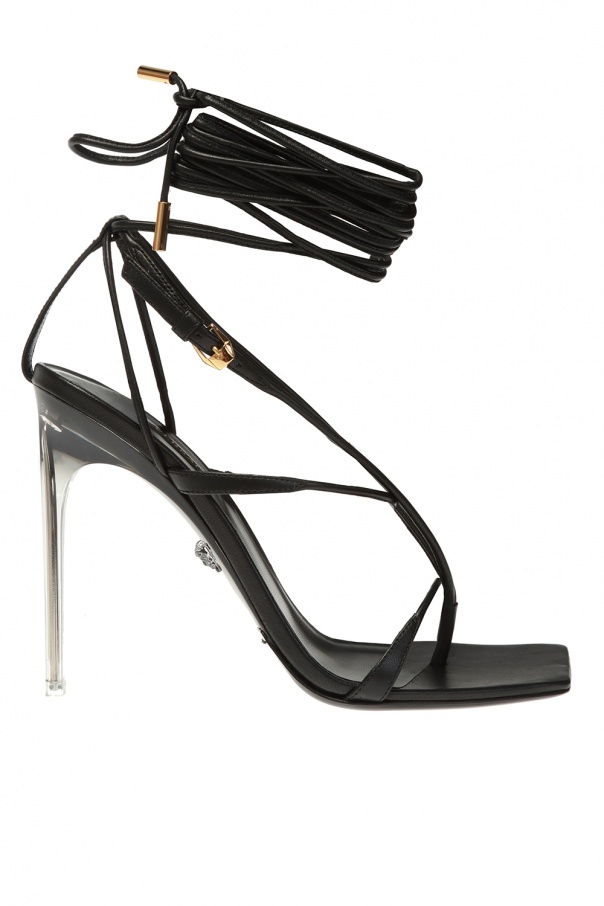 versace lace up heels